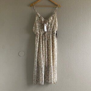 Gilli Floral Beige Midi Dress NWT Size L